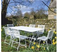 Casa Padrino Ensemble de meubles de jardin en fer forgé Art Nouveau Blanc - Table de jardin & 6 chaises