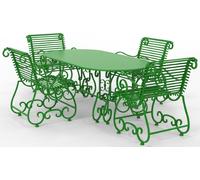 Casa Padrino Ensemble de meubles de jardin en fer forgé Art Nouveau - Différentes couleurs - 1 table de jardin ovale & 4 chaises de jardin avec accoudoirs - Meubles de jardin et de terrasse en fer for