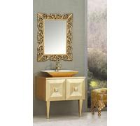 Casa Padrino Ensemble de salle de bain baroque de luxe or - Table de toilette avec lavabo et miroir mural - Meubles de salle de bain baroque - Noble et somptueux