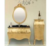 Casa Padrino Ensemble de salle de bain de luxe baroque noir / or - 1 lavabo & 1 vasque & 1 miroir mural & 1 commode - Noble & somptueux - Qualité de luxe
