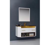 Casa Padrino Ensemble de salle de bains de luxe blanc brillant / or 100 cm - Hôtel & Salle de bains Intérieur