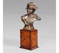 Casa Padrino Figurine de luxe en bronze Napoléon sur socle en bois - Figurine en bronze Buste - France - Presse-papiers