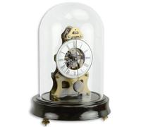 Casa Padrino Horloge de bureau Art Nouveau avec cloche en verre noir / laiton Ø 13 x H. 18,7 cm - Horloge de bureau décorative - Accessoires déco
