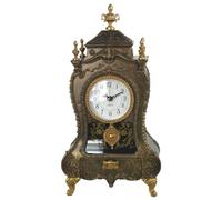 Casa Padrino Horloge de bureau baroque bronze / or antique 17 x 9 x H. 32 cm - Horloge de bureau de style baroque avec mélodie - Décoration de bureau baroque - Accessoires de décoration baroque - Horl