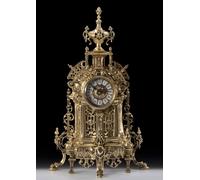 Casa Padrino Horloge de bureau baroque de luxe or 35 x H. 57 cm - Horloge en bronze de style baroque faite à la main - Horloge de bureau baroque - Décoration de bureau baroque - Accessoires de décorat
