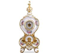 Casa Padrino Horloge de table baroque blanc / or / multicolore 37 x 17 x H. 84 cm - Horloge baroque somptueuse en céramique avec design floral