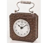 Casa Padrino Horloge de table de luxe Marron / Argent 7,5 x H. 7,5 cm - Horloge décorative au design sac à main