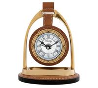 Casa Padrino Horloge design avec cuir de buffle et boussole au dos 17 x 12,5 H. 21 cm - Horloge de table de luxe