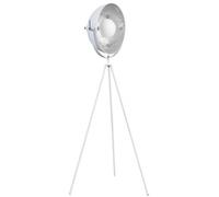 Casa Padrino Lampe de studio design blanc / argent 65 x H. 140 cm - Lampadaire tripode rétro - Lampe décorative de salon