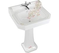 Casa Padrino Lavabo en porcelaine Art Nouveau avec socle 56 x 47 x H. 90 cm avec motif floral - Collection Luxe