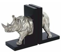 Casa Padrino - Lot de serre-livres de luxe « Rhinocéros » argent / noir - Décoration de bureau
