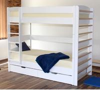 Casa Padrino Luxe Lit superposé en bois massif pour enfants Blanc / Naturel 211 x 98 x H. 185 cm - Lit d'enfant multifonctionnel avec échelle et espalier - Meubles de chambre d'enfant