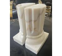 Casa Padrino Luxe Marbre Serre-livres Set Baroque Colonnes Blanc H. 21 cm