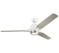 Casa Padrino Luxe Ventilateur de plafond Blanc / Argent mat 152 x H. 46 cm - Ventilateur moderne à intensité variable avec éclairage LED et télécommande - Collection de luxe