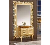 Casa Padrino Luxus Barock Badezimmer Set Gold - Table de toilette avec lavabo et miroir mural - Meubles de salle de bain somptueux dans le style baroque