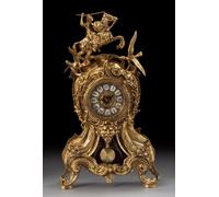 Casa Padrino Luxus Barock Tischuhr Gold 27 x H. 47 cm - Horloge en bronze de style baroque - Horloge de bureau baroque - Décoration de bureau baroque - Accessoires de décoration baroque - Horloges de 