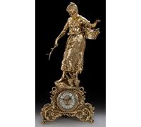 Casa Padrino Luxus Barock Tischuhr Gold 29 x H. 62 cm - Horloge en bronze de style baroque - Horloge de bureau baroque - Décoration de bureau baroque - Accessoires de décoration baroque - Horloges de 