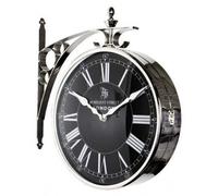 Casa Padrino Luxus Horloge de gare double face Nickel Finish 29 x 8 x H. 39 cm - Horloge murale de luxe