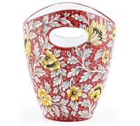 Casa Padrino Luxus Keramik Eisimer Rot / Mehrfarbig Ø 27 x H. 25 cm - Seau à glace fait main & peint à la main - Seau à vin - Seau à champagne - Seau à champagne - Qualité de luxe - Italy