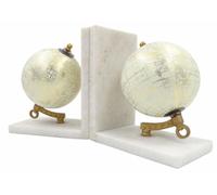 Casa Padrino Marbre Serre-livres Globe Blanc / Or - Décoration de bureau