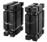Casa Padrino Marbre Serre-livres Lot de 2 Noir - Accessoires de salon de luxe