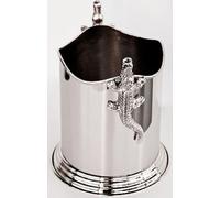 Casa Padrino Messing Aligator Weinkühler Silber Ø 18 x H. 21 cm - Porte-bouteilles rond avec 2 poignées - Accessoires de luxe