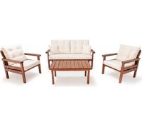 Casa Padrino Meuble de Jardin de Luxe Beige / Marron Foncé - 1 Canapé de Jardin & 2 Fauteuils de Jardin & 1 Table Basse de Jardin - Meubles de Jardin - Meubles de Terrasse - Meubles de Luxe