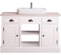 Casa Padrino Meuble vasque style campagne blanc / gris clair 120 x 51 x H. 75 cm - vasque avec 2 portes et 3 tiroirs