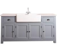 Casa Padrino Meuble vasque style campagne bleu / blanc 180 x 65 x h. 90 cm - vasque avec 4 portes et 2 tiroirs