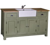 Casa Padrino Meuble vasque style campagne vert / naturel 155 x 65 x H. 90 cm - Meuble vasque avec 4 portes et 2 tiroirs