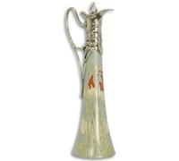 Casa Padrino Pichet à vin Art Nouveau Multicolore / Argent 11,3 x 13,5 x H. 39,8 cm - Pichet en porcelaine avec couvercle - Accessoires Déco Baroque & Art Nouveau