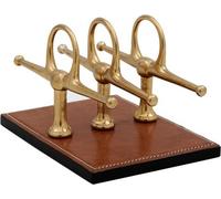 Casa Padrino Porte-lettres de luxe en cuir véritable brun / laiton 4 x 8 cm x H12cm - Porte-lettres en cuir Cartes de visite - Accessoire de bureau