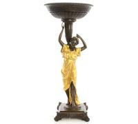 Casa Padrino Porte-pot de fleurs Art Nouveau Bronze / Or 33,2 x 33,2 x H. 76,4 cm - Figurine de luxe en bronze