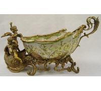Casa Padrino Pot de fleurs baroque de luxe Multicolore 46,6 x 19,2 x H. 22 cm - Pot de plantes somptueux en porcelaine