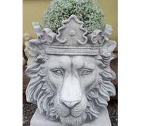 Casa Padrino Pot de fleurs baroque Tête de lion avec couronne Gris H. 41 cm - Pot de plantes de style baroque