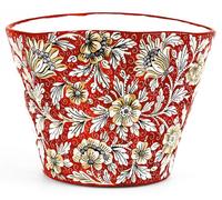 Casa Padrino Pot de Fleurs Céramique de Luxe Rouge / Multicolore Ø 27 x H. 20 cm - Pot de Fleurs Céramique rond, fait et peint à la main - Qualité de Luxe - Italy
