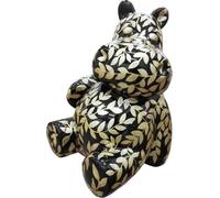 Casa Padrino Sculpture de décoration design Hippopotame assis avec look scintillant noir / or H. 100 cm - Figurine de décoration résistante aux intempéries - Décoration de salon - Décoration de jardin