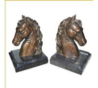 Casa Padrino Serre-livres de luxe Tête de cheval Horse Head II en bronze sur socle en marbre - serre-livres - Book End