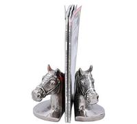 Casa Padrino Serre-livres de luxe Têtes de cheval Argenté / Noir 17 x 9 x H. 14 cm - Accessoires de Luxe