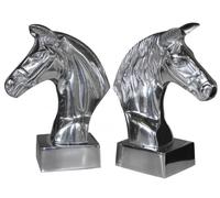 Casa Padrino Serre-livres de luxe Têtes de cheval en aluminium sur socle - serre-livres - Book End Tête de cheval Horse Head Serre-livres