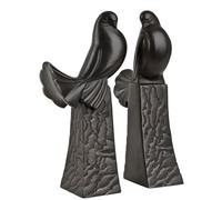 Casa Padrino Serre-livres Lot de 2 Pigeons Sculpture Bronze Antique - Qualité Luxe - Oiseau Set de Sculptures