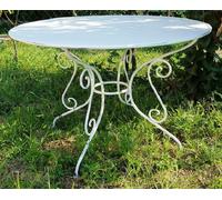 Casa Padrino Table de jardin Art Nouveau Blanc Ø 120 x H. 70 cm - Meubles de jardin nostalgiques
