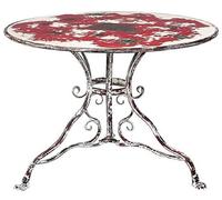 Casa Padrino Table de jardin Art Nouveau Blanc / Rouge Antique Ø 100 x H. 70 cm - Table ronde en fer forgé - Meubles de jardin et de terrasse