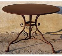 Casa Padrino Table de jardin Art Nouveau Marron Ø 100 x H. 70 cm - Table ronde en fer forgé - Meubles de jardin et de terrasse