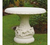 Casa Padrino Table de jardin baroque Blanc Ø 87 x H. 78 cm - Meubles de jardin baroques