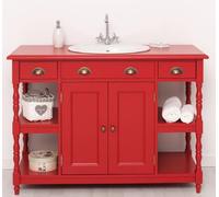 Casa Padrino Table de toilette en bois massif de style rustique rouge 128 cm - style rustique Meubles de salle de bains