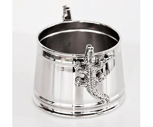 Casa Padrino Table Porte-bouteilles de vin Hauteur avec alligator - Seau à vin nickelé Porte-bouteilles de vin Refroidisseur de vin Porte-bouteilles crocodile