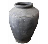Casa Padrino Vase baroque en terre cuite gris antique Ø 42 x H. 85 cm - Vase de fleurs de style antique fait à la main - Pot de fleurs - Pot de plantes - Accessoires de décoration baroque - Décoration