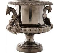 Casa Padrino Vase de fleurs de style baroque antique nickelé - Pot de plantes - Décoration d'hôtel - Pot de fleurs