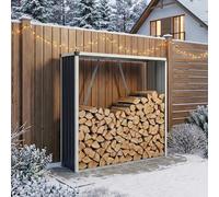 casa.pro Abri-Bûches Couvert Solide Support pour Bois de Chauffage Robuste Range-Bûches pour Stockage Extérieur du Bois en Acier Galvanisé 158 x 47 x 152 cm Anthracite
